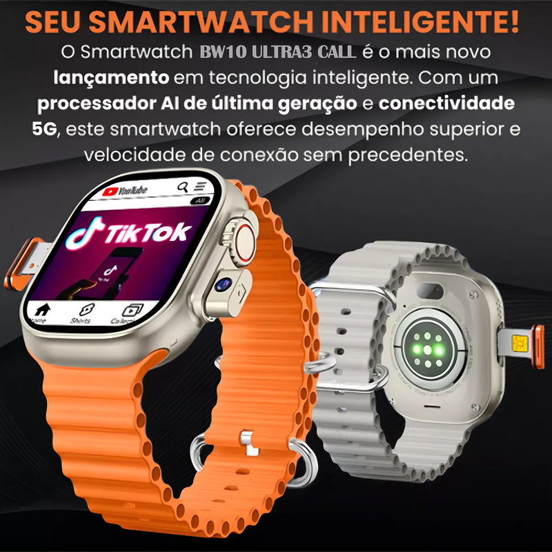 Smartwatch HD + Pulseira E Película + Carteira AntI Furto Slim